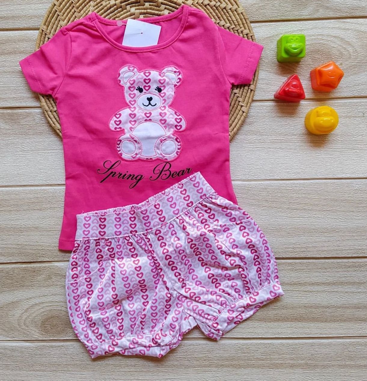Camisa Manga Curta e Shorts - Ursinho