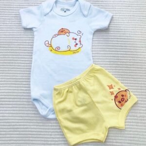 Body Manga Curta é Short - Gatinho
