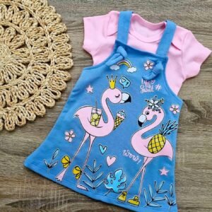Camisa e Jardineira - Flamingo