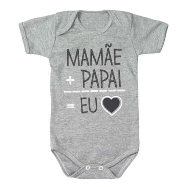 Body Manga Curta Mamãe + Papai = Eu