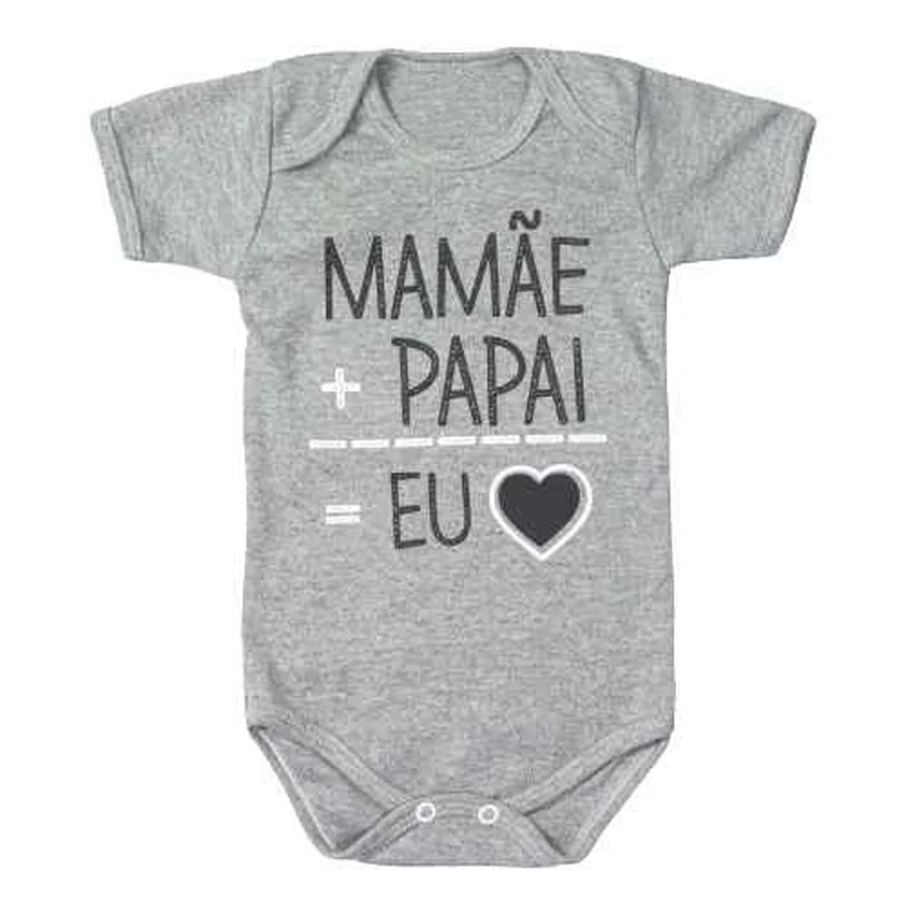 Body Manga Curta Mamãe + Papai = Eu