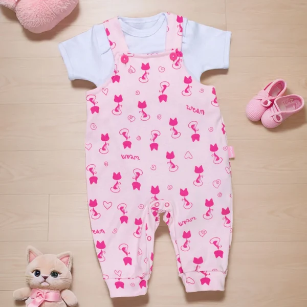 Jardineira Longa Body Curto - Gatinha