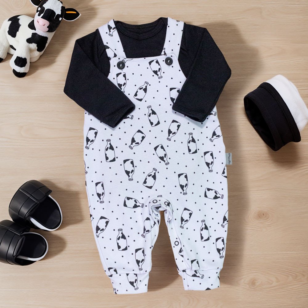 Jardineira Longa com Body - Milk