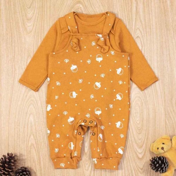 Jardineira Longa com Body - Noz