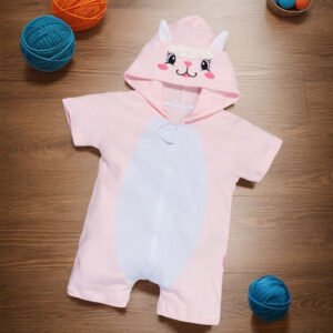 Macacão Curto Fantasia Infantil Ovelha Rosa
