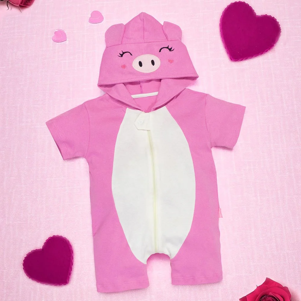 Macacão Curto Fantasia Infantil Porquinha rosa