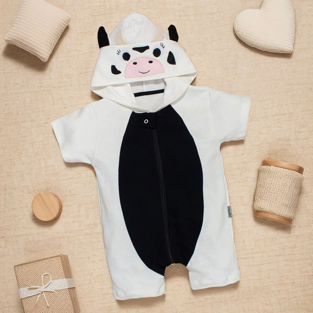 Macacão Curto Fantasia Infantil Vaquinha