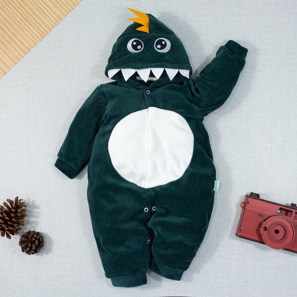 Macacão Longo Dino Com Capuz