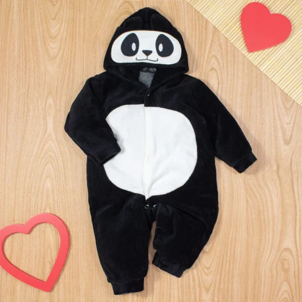 Macacão Longo Panda Com Capuz