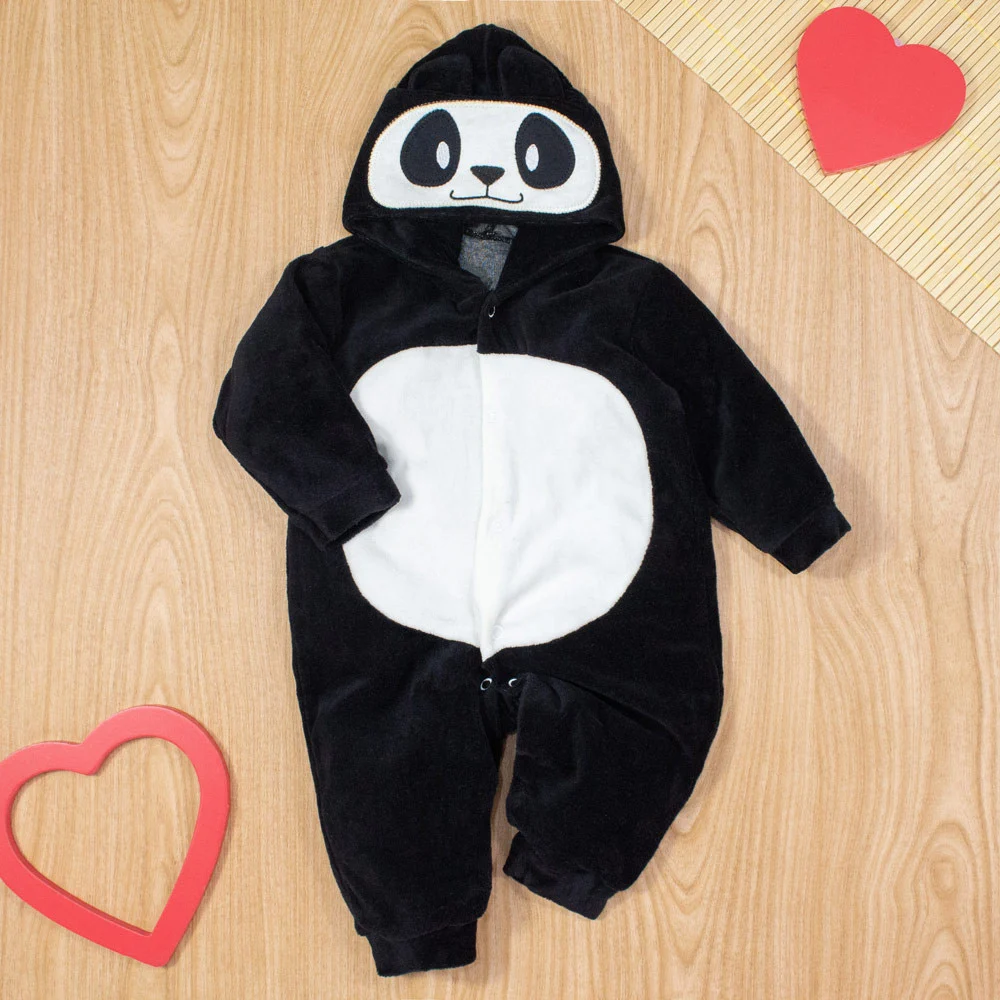 Macacão Longo Panda Com Capuz