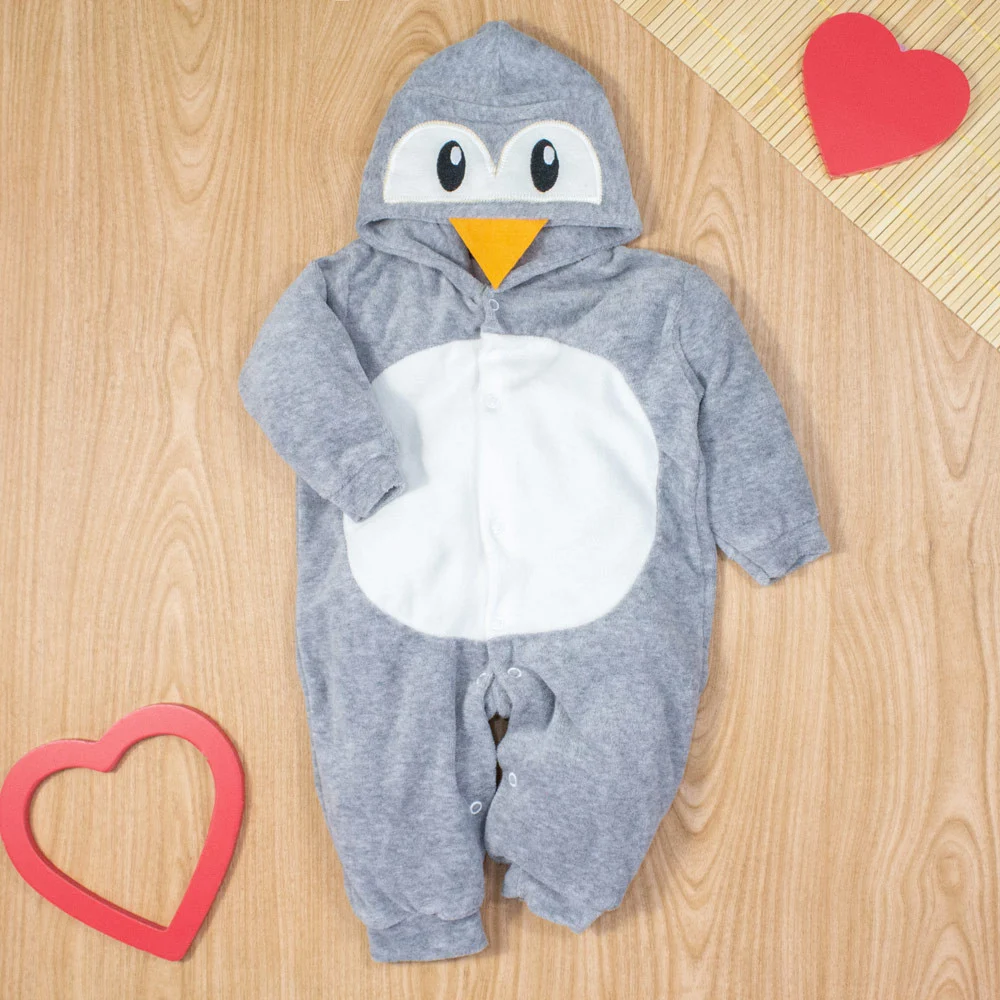 Macacão Longo Pinguim Com Capuz