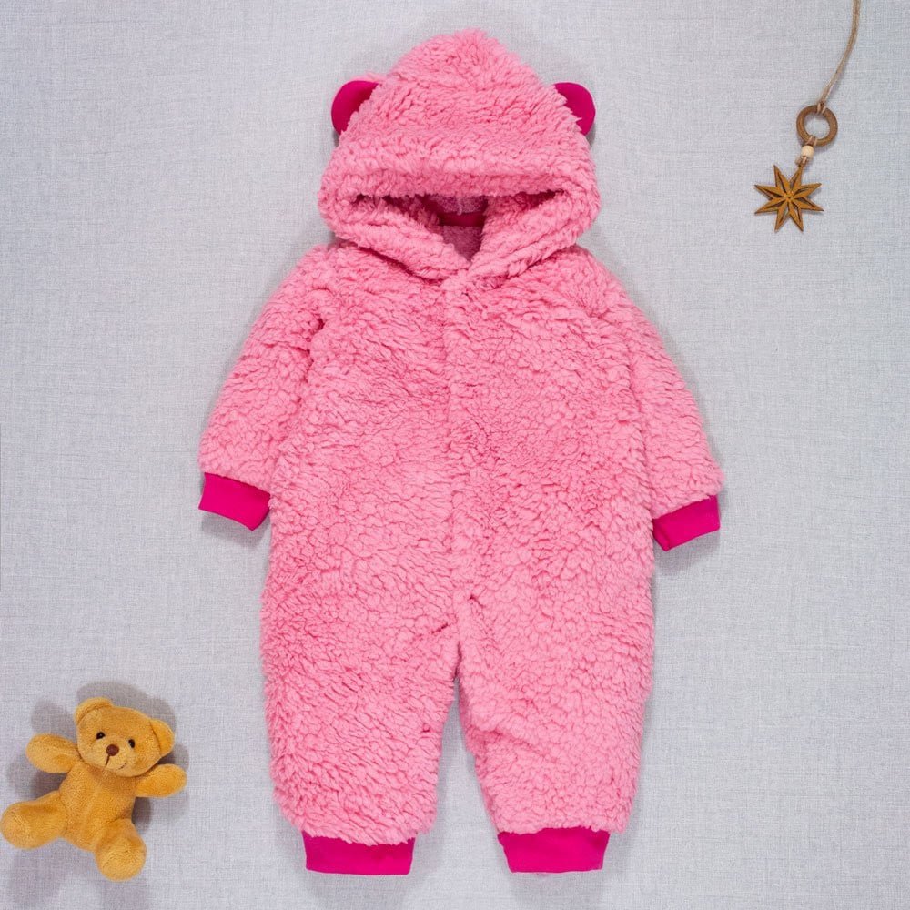 Macacão Longo Teddy Com Capuz