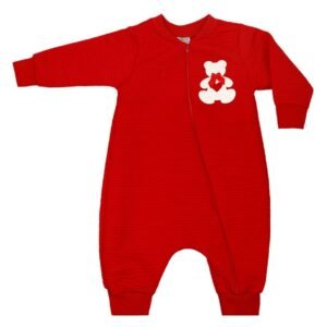 Macacão Feminino sem Pé Vermelho Ursinho