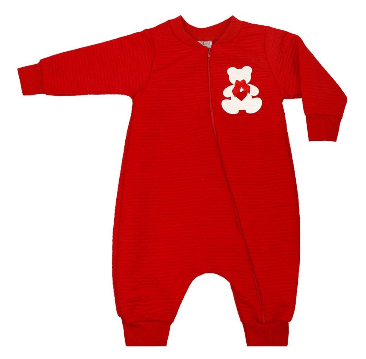Macacão Feminino sem Pé Vermelho Ursinho