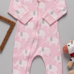 Macacão Bebê Suedine Algodão Elefantinho rosa