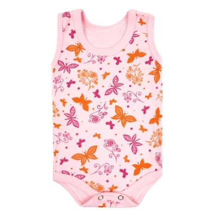 Body Bebê Feminino Regata Canelado Rosa Borboletinhas