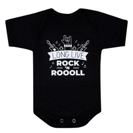 Body Manga Curta Suedine Preto Rock In Roll