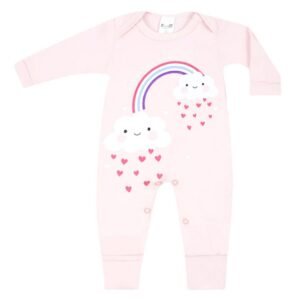Macacão Feminino sem Pé Arco-íris e Nuvens