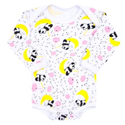 Body Bebê Feminino Manga Longa Meia Malha Branco Pandinha