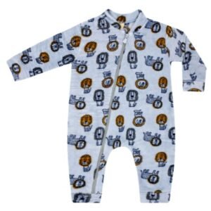 Macacão Masculino sem Pé Fleece com Zíper Azul Leão