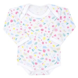 Body Bebê Feminino Meia Malha Manga Longa Branco Love