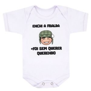 Body Bebê Manga Curta Suedine Branco Sem Querer, Querendo