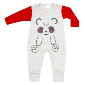 Macacão Vira Pé Suedine Urso Panda