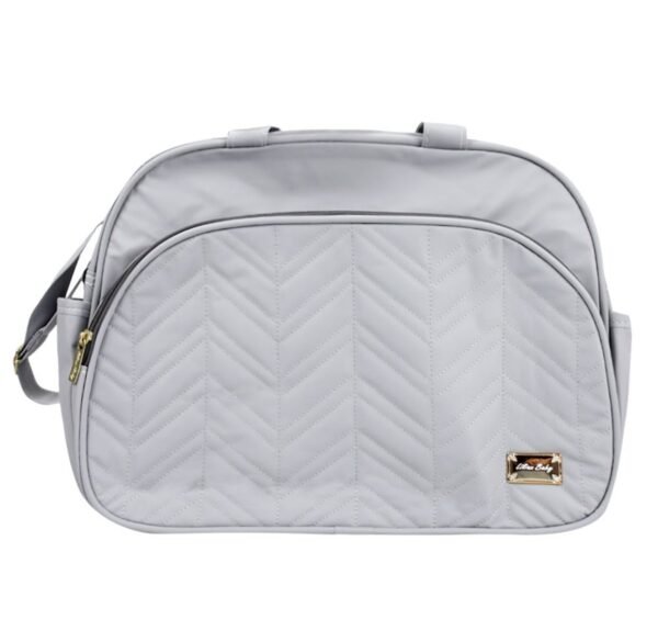 Conjunto Bebê Bolsa e Frasqueira Cinza Chevron Zig Zag - Image 2