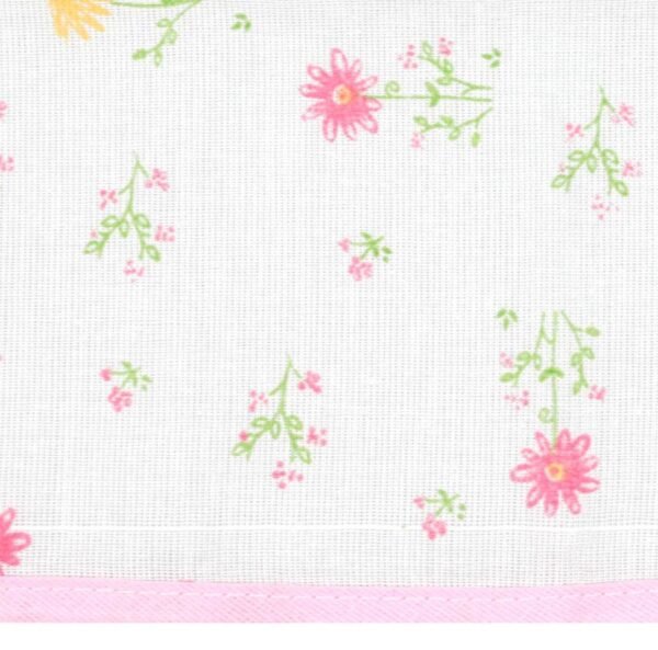 Kit Toalha de Boca Bebê Feminino com Prendedor Rosa e Branco Bordado Flores (3 unidades) - Image 4