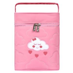 Porta Mamadeira Bebê Feminino Rosa Nuvem Encantada