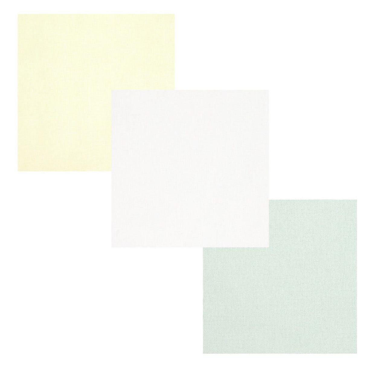Kit Bebê Cueiro Amarelo, Verde e Branco Liso (3 unidades)