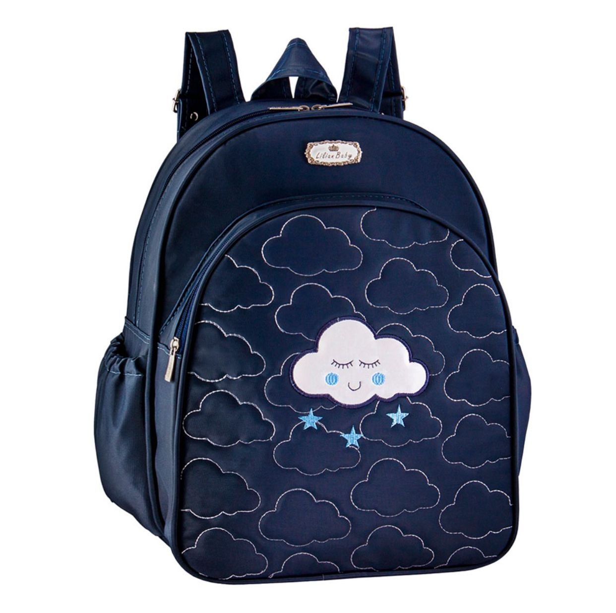 Mochila Maternidade Bebê Masculina Azul Marinho Nuvem Encantada