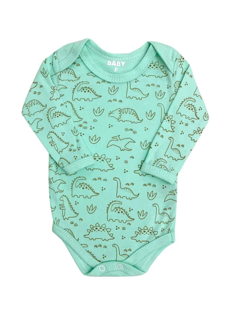 Body Bebê Manga Longa - Dino Folhagem
