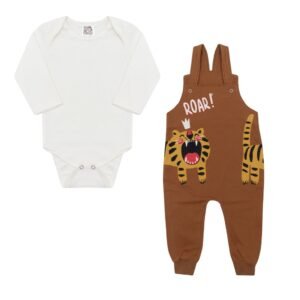 Conjunto Body Manga Longa é Jardineira -  Roar