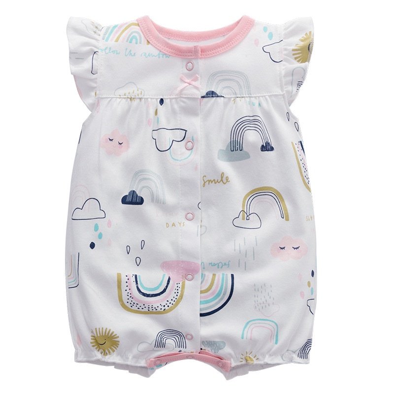 Macacão bebê curto de algodão estampado - Arco irís