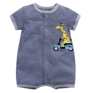 Macacão bebê curto de algodão estampado - Girafa Radical