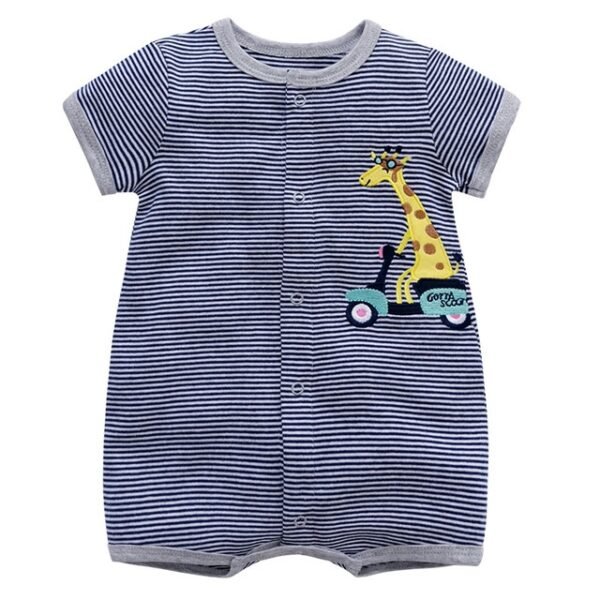 Macacão bebê curto de algodão estampado - Girafa Radical