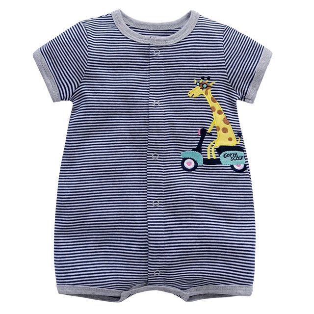 Macacão bebê curto de algodão estampado - Girafa Radical