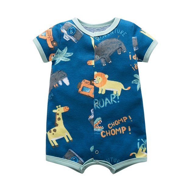 Macacão bebê curto de algodão estampado - Leão