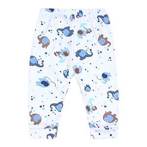 Mijão ( Culote )Bebê Canelado branco elefantinho Azul sem Pé