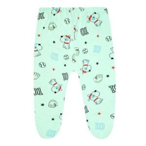 Mijão (Culote) Bebê Masculino com Pé Meia Malha Verde Beisebol