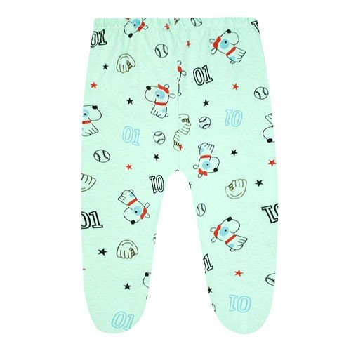 Mijão (Culote) Bebê Masculino com Pé Meia Malha Verde Beisebol