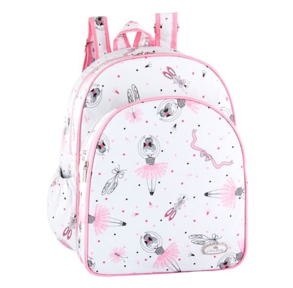 Mochila Maternidade Bebê Feminina Branco e Rosa Bailarina
