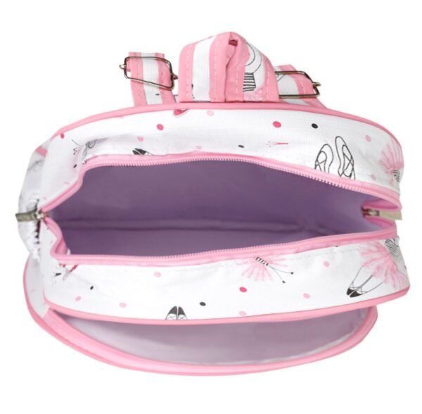 Mochila Maternidade Bebê Feminina Branco e Rosa Bailarina - Image 3