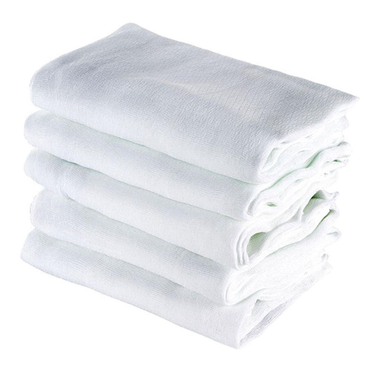 Kit Fralda Bebê Luxo Lisa Branca com Bainha (5 unidades)