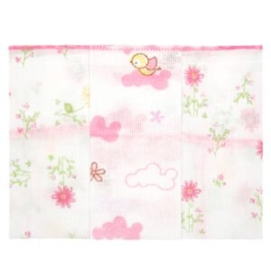 Kit Toalha de Boca Bebê Feminino Rosa e Branco (3 unidades)