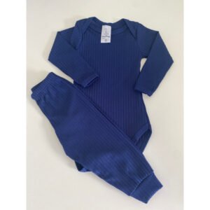 Conjunto Body é Mijão ( Culote ) Canelado - Azul Escuro
