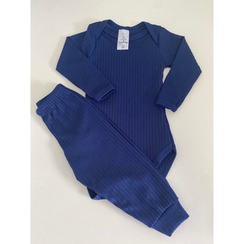 Conjunto Body é Mijão ( Culote ) Canelado - Azul Escuro