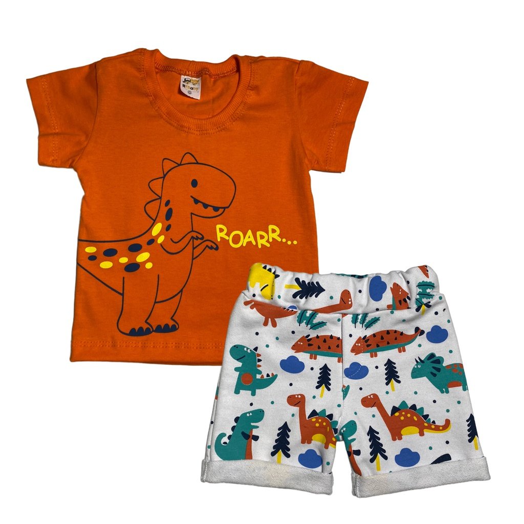 Camisa e Bermuda Dino - Laranja