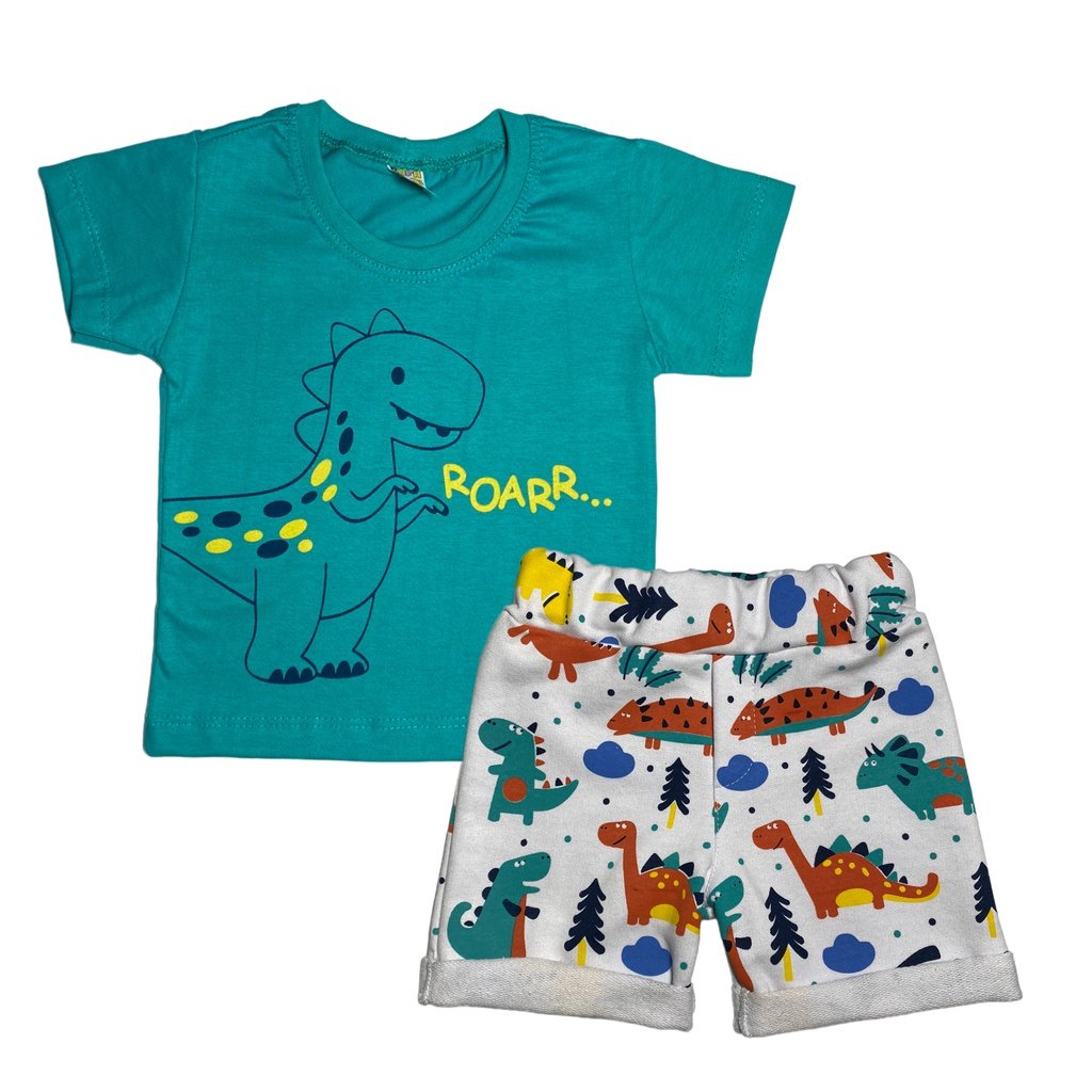 Camisa e Bermuda Dino - Verde Água